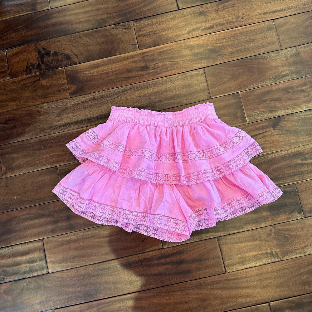 Altar'd State Raleigh Layered Lace Shorts in Hot Pink Tiered Cotton Sz XS - Picture 2 of 5